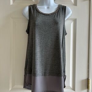 Apt. 9 Charcoal Tank Top with Embellished Neckline